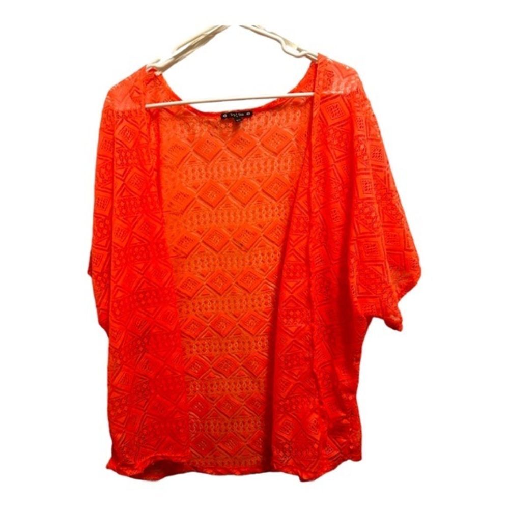Try‎ This XL Vibrant Orange Lace Top Boho Chic Summer Beach Cover-up